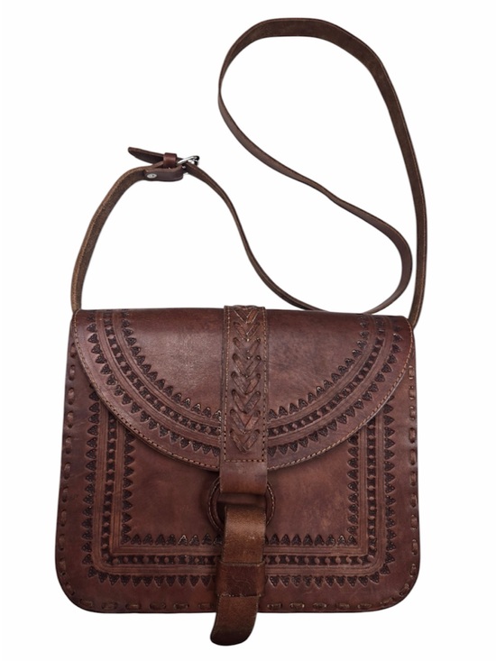 Handbags - Handwoven Leather Crossbody Bag Brown 8544